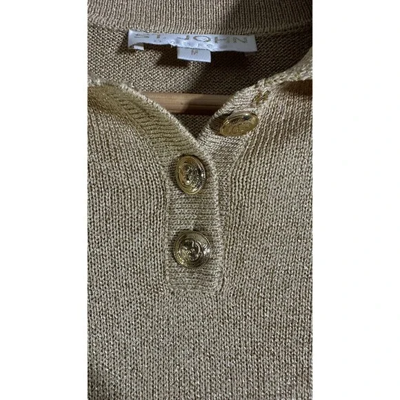 St John Basics Gold Collared Shirt Size M